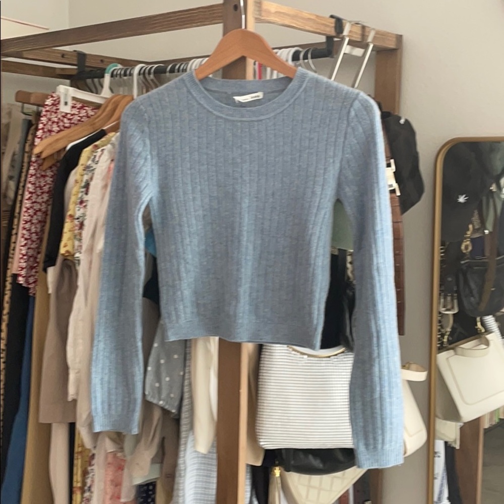 Reformation cropped heather blue sweater